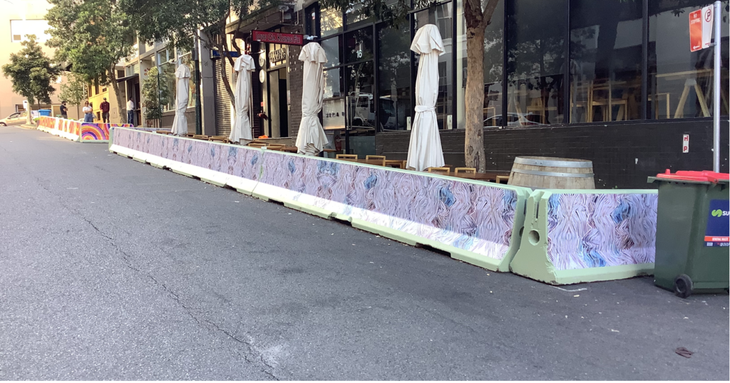 painted concrete barriers